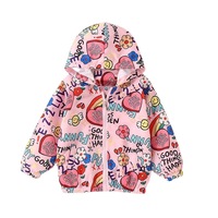 Nevenka Girls Rain Jackets Lightweight Hooded Cotton Raincoats Windbreakers for Kids-PinkGraffiti
