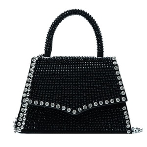 Nevenka Glitter Rhinestone Crossbody Evening Bag Fashion Crystal Top Handle Bags for Women-Black