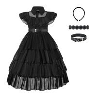 Nevenka Gothic Girls Dress with Accessories Black Wednesday Halloween Cosplay