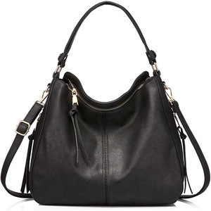 Nevenka Handbags for Women Large Designer Ladies Hobo bag Bucket Purse Faux Leather-Black