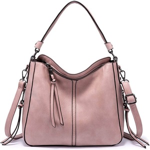 Nevenka Handbags for Women Large Designer Ladies Hobo bag Bucket Purse Faux Leather-Pink