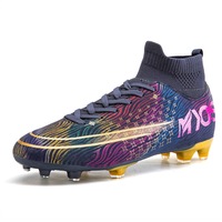 Nevenka Hightop Soccer Boots Spikes Shoes Unisex Outdoor Indoor Sneaker-1Black