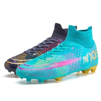 Nevenka Hightop Soccer Boots Spikes Shoes Unisex Outdoor Indoor Sneaker-1Black Green