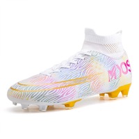 Nevenka Hightop Soccer Boots Spikes Shoes Unisex Outdoor Indoor Sneaker-1White