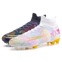 Nevenka Hightop Soccer Boots Spikes Shoes Unisex Outdoor Indoor Sneaker-1White Black
