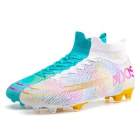 Nevenka Hightop Soccer Boots Spikes Shoes Unisex Outdoor Indoor Sneaker-1White Green