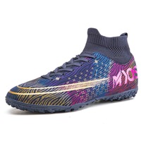 Nevenka Hightop Soccer Boots Spikes Shoes Unisex Outdoor Indoor Sneaker-2Black