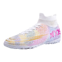 Nevenka Hightop Soccer Boots Spikes Shoes Unisex Outdoor Indoor Sneaker-2White