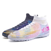 Nevenka Hightop Soccer Boots Spikes Shoes Unisex Outdoor Indoor Sneaker-2White Black