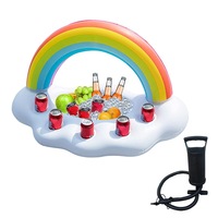 Nevenka Inflatable Rainbow Cloud Drink Holder with Portable Hand Pump Floating Pool Party Accessories