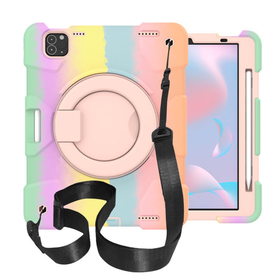 Nevenka iPad Case For iPad Air 5 with 360 Swivel Stand-Colorful Rose Gold