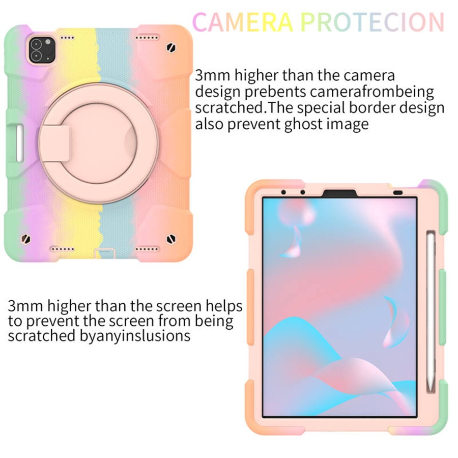 Nevenka iPad Case For iPad Air 5 with 360 Swivel Stand-Colorful Rose Gold