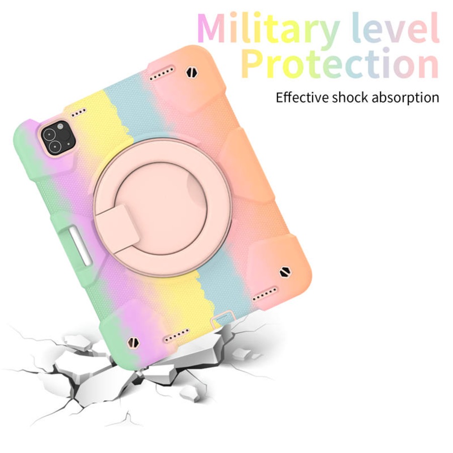 Nevenka iPad Case For iPad Air 5 with 360 Swivel Stand-Colorful Rose Gold