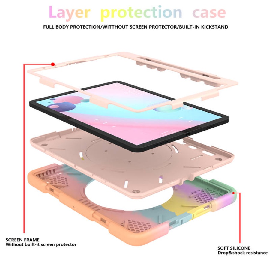 Nevenka iPad Case For iPad Air 5 with 360 Swivel Stand-Colorful Rose Gold