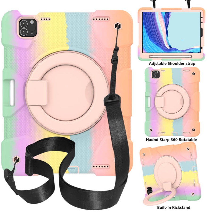 Nevenka iPad Case For iPad Air 5 with 360 Swivel Stand-Colorful Rose Gold