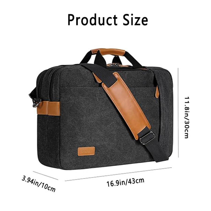 Nevenka Laptop Messenger Bag 17 Inch Laptop Backpack Water Resistant 3 in 1 Convertible Laptop Briefcases-Dark Gray