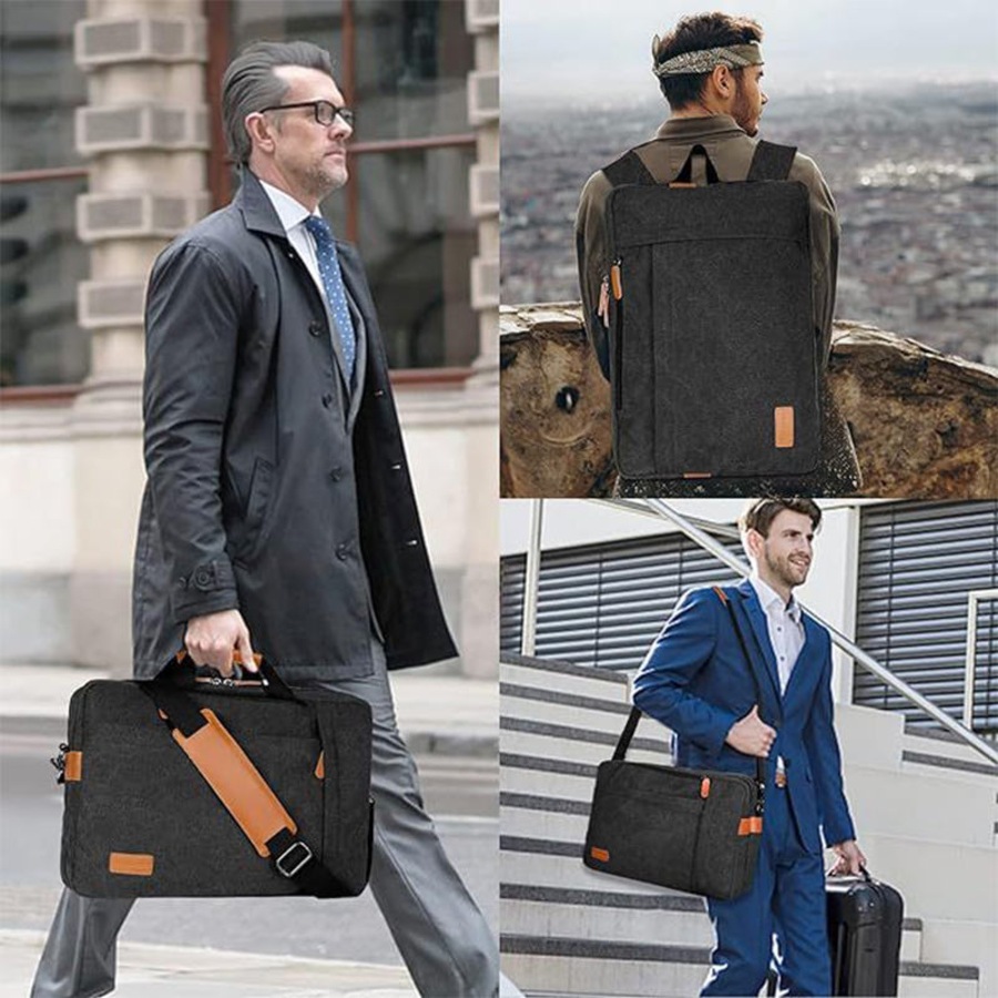 Nevenka Laptop Messenger Bag 17 Inch Laptop Backpack Water Resistant 3 in 1 Convertible Laptop Briefcases-Dark Gray