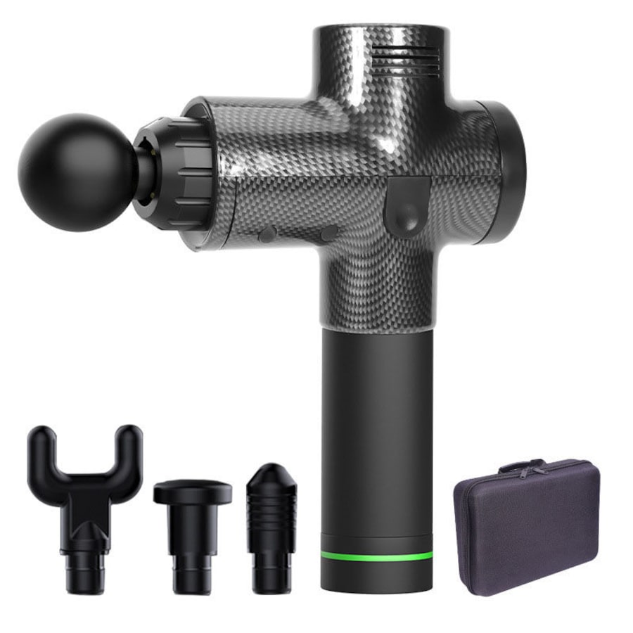 Nevenka Massage Gun 3 Speeds & 4 Interchangeable Heads for Relieve Sore-Carbon