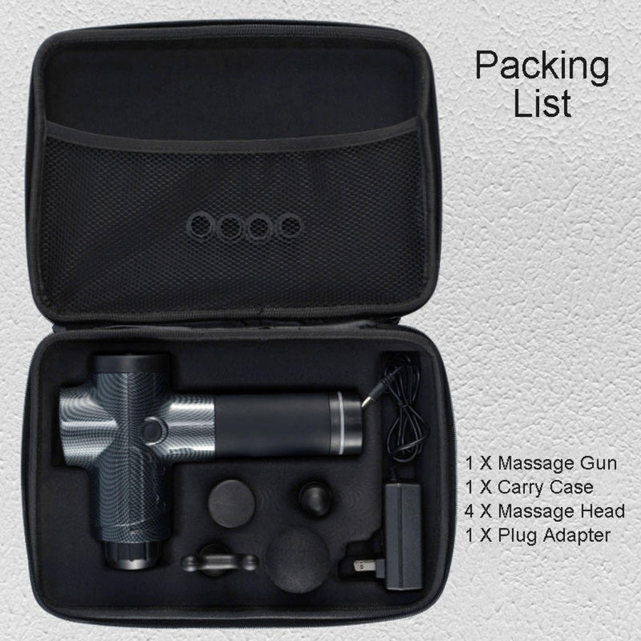 Nevenka Massage Gun 3 Speeds & 4 Interchangeable Heads for Relieve Sore-Carbon