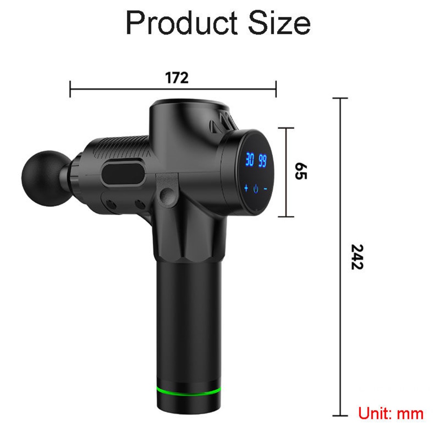 Nevenka Massage Gun LCD Screen with 3 Speeds & 4 Heads for Relieve Sore-Carbon