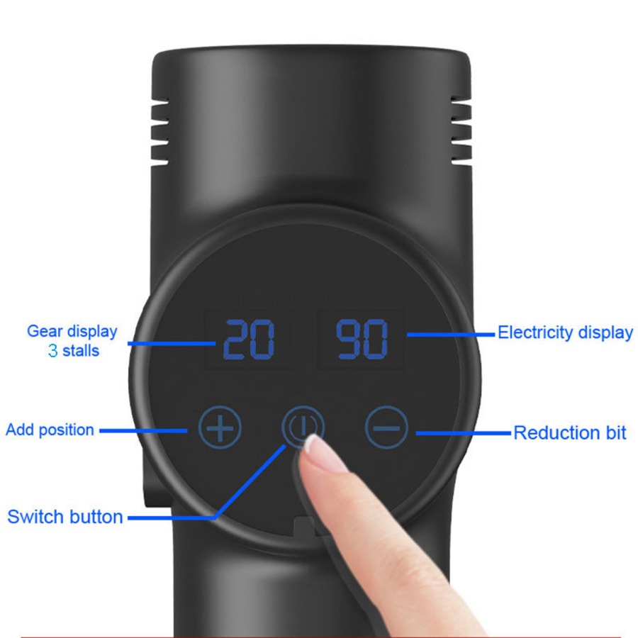 Nevenka Massage Gun LCD Screen with 3 Speeds & 4 Heads for Relieve Sore-Carbon