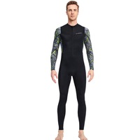 Nevenka Mens One Piece Swimsuit Quick Dry Sun Protection Long Sleeves Swimwear-Black