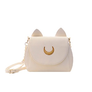 Nevenka Moon Luna Cat Purses Pu Leather Shoulder Messenger Bag-White