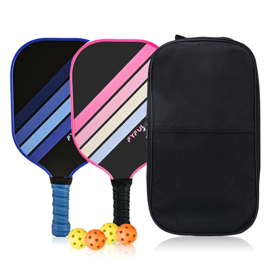 Nevenka Pickleball Paddles Set of 2 Fiberglass Surface PP Honeycomb Core Pickleball Racket with 4 Balls 1 Bag-Black