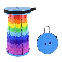 Nevenka Portable Collapsible Stool 400 lb Load Capacity for Camping-LightBlue Rainbow