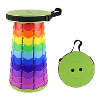 Nevenka Portable Collapsible Stool 400 lb Load Capacity for Camping-LightGreen Rainbow