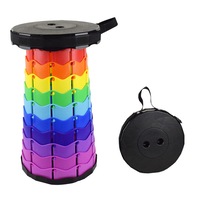 Nevenka Portable Collapsible Stool 400 lb Load Capacity for Camping-Red Rainbow