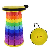 Nevenka Portable Collapsible Stool 400 lb Load Capacity for Camping-Yellow Rainbow