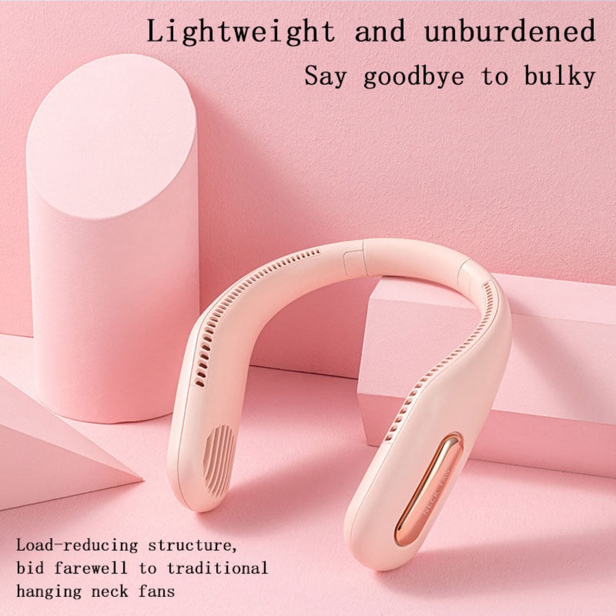 Nevenka Portable Neck Fan USB Rechargeable with 360 Cooling 3 Wind Speed-Pink