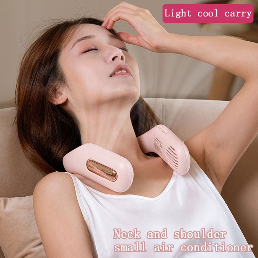 Nevenka Portable Neck Fan USB Rechargeable with 360 Cooling 3 Wind Speed-Pink