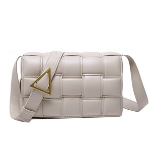 Nevenka PU Woven Crossbody Handbag for Women Small Shoulder Square Bag-Beige