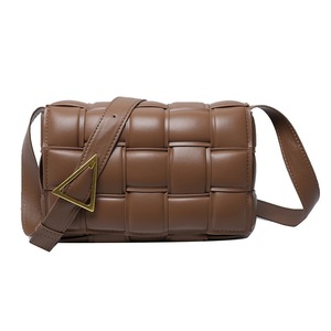 Nevenka PU Woven Crossbody Handbag for Women Small Shoulder Square Bag-Khaki