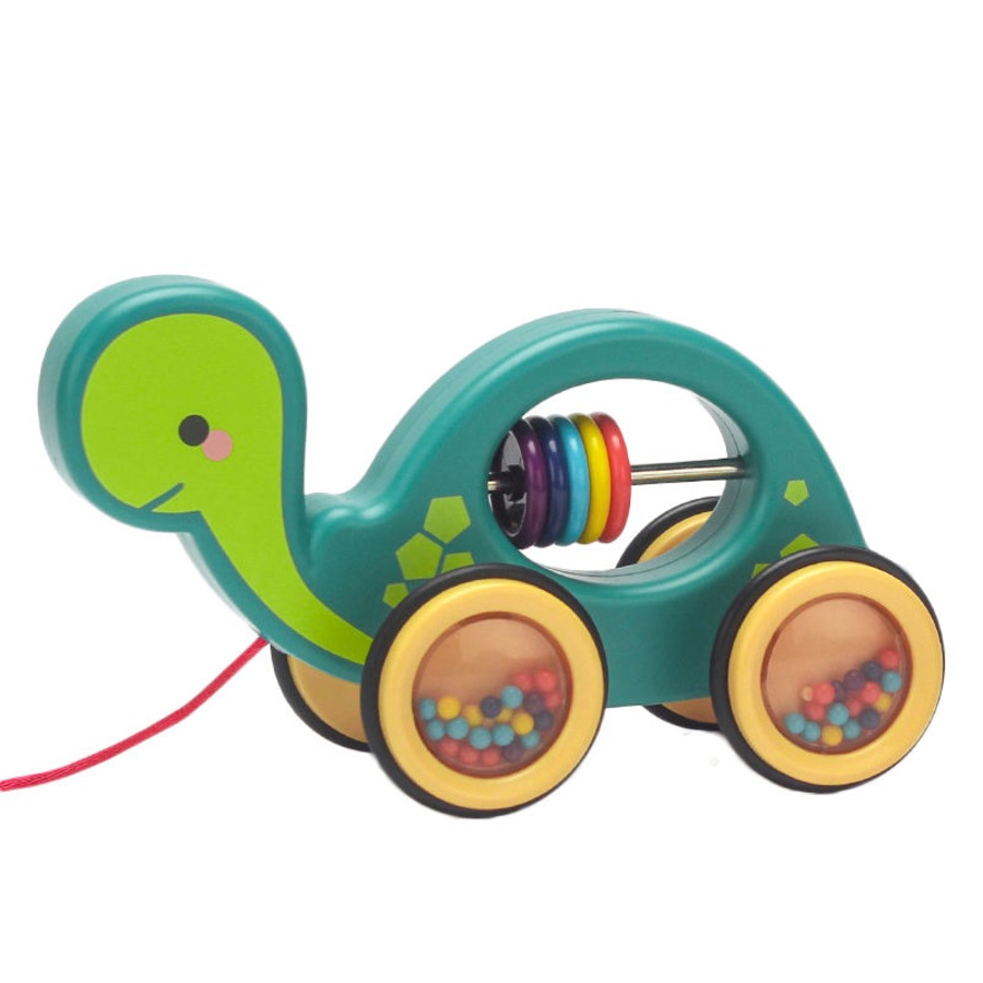 Nevenka Pull Along Rolling Animal Toy for Toddler with Rattle-Turtle