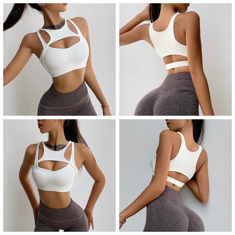 Push Up Sports Bra For Women Sexy Hollow Crop Tops With Removable Cups Yoga  Workout Running Medium Support