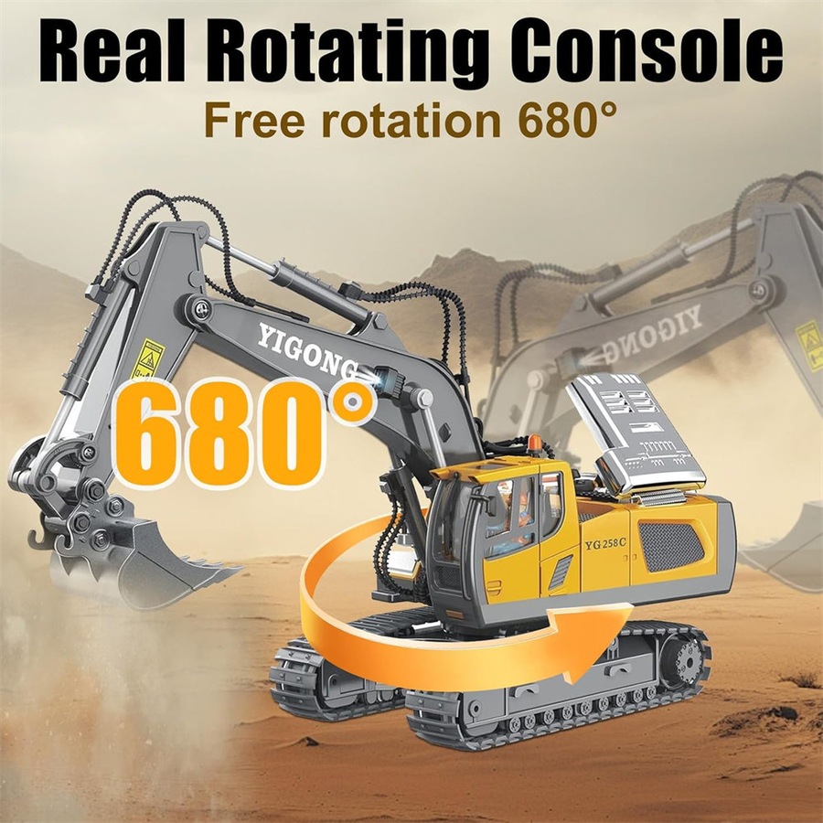Nevenka Remote Control Excavator 1:20 RC Digger Toy with Sound Light 2 Batteries