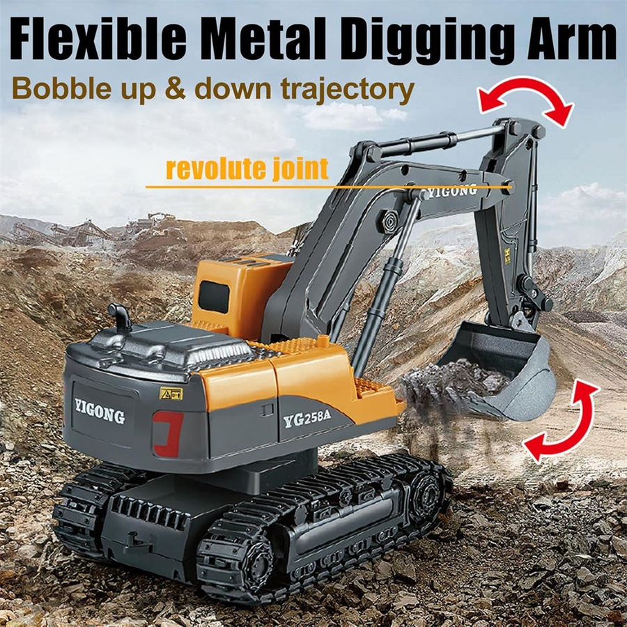 Nevenka Remote Control Excavator 1:20 RC Digger Toy with Sound Light 2 Batteries
