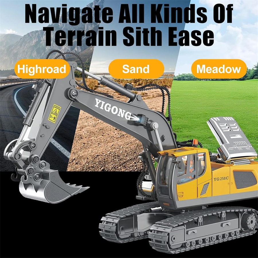 Nevenka Remote Control Excavator 1:20 RC Digger Toy with Sound Light 2 Batteries