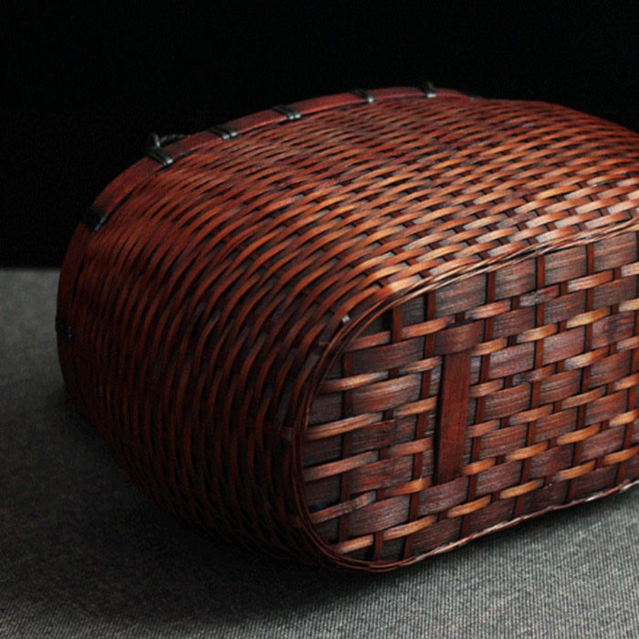 Nevenka Retro Weave Womens Bamboo Handbag Handmade Large Tote Bag Wicker Basket Bag-Waist Drum Bag