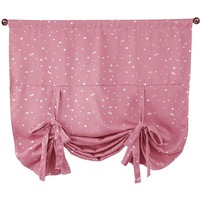 Nevenka Rod Pocket Star Blackout Roman Curtain Tie Up Small Window Curtain 46X63In-Pink