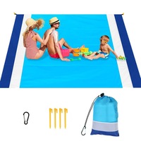 Nevenka Sand Free Beach Blanket 82 x79inches Portable Waterproof Beach Mat-RoyalBlue White