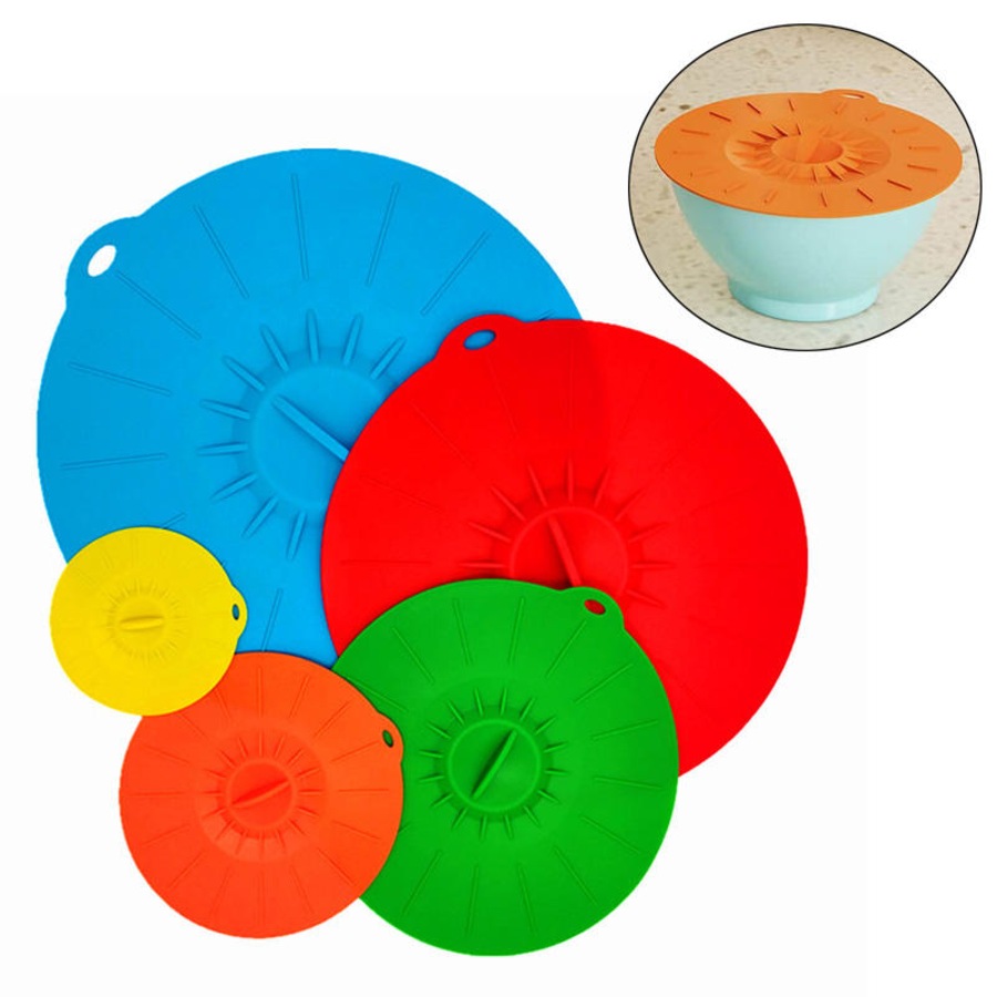 Nevenka Set of 5 Silicone Stretch Lids Keep Fresh Cover for Food Reusable Heat Resistant