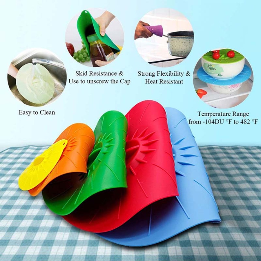 Nevenka Set of 5 Silicone Stretch Lids Keep Fresh Cover for Food Reusable Heat Resistant
