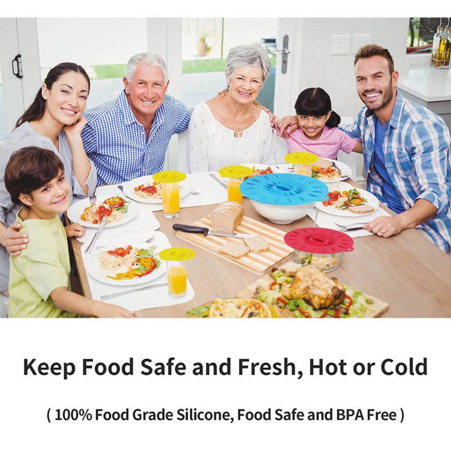 Nevenka Set of 5 Silicone Stretch Lids Keep Fresh Cover for Food Reusable Heat Resistant