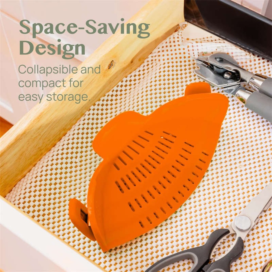 Nevenka Silicone Pasta Strainer Clip-On for Pots and Pans Heat Resistant Colander-Orange