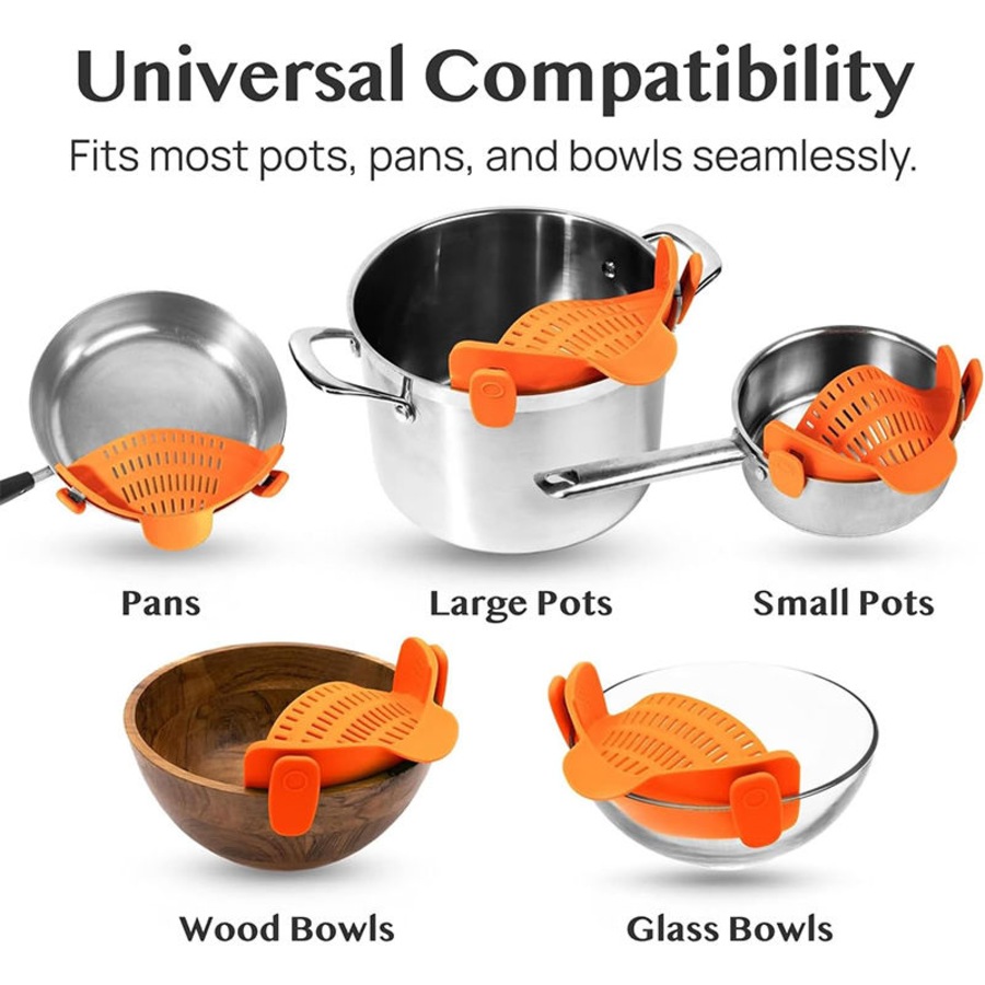 Nevenka Silicone Pasta Strainer Clip-On for Pots and Pans Heat Resistant Colander-Orange