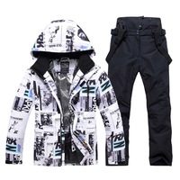 Nevenka Ski Jacket and Pants Set Winter Coat Hooded Outdoor Skiing Snowboard Suit for Men-PictorialBlack